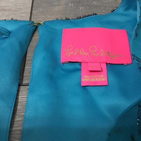 LILLY PULITZER ALFIE Silk Long Sleeve Belted Romper Dress in Teal Bay XS - Picture 11 of 12
